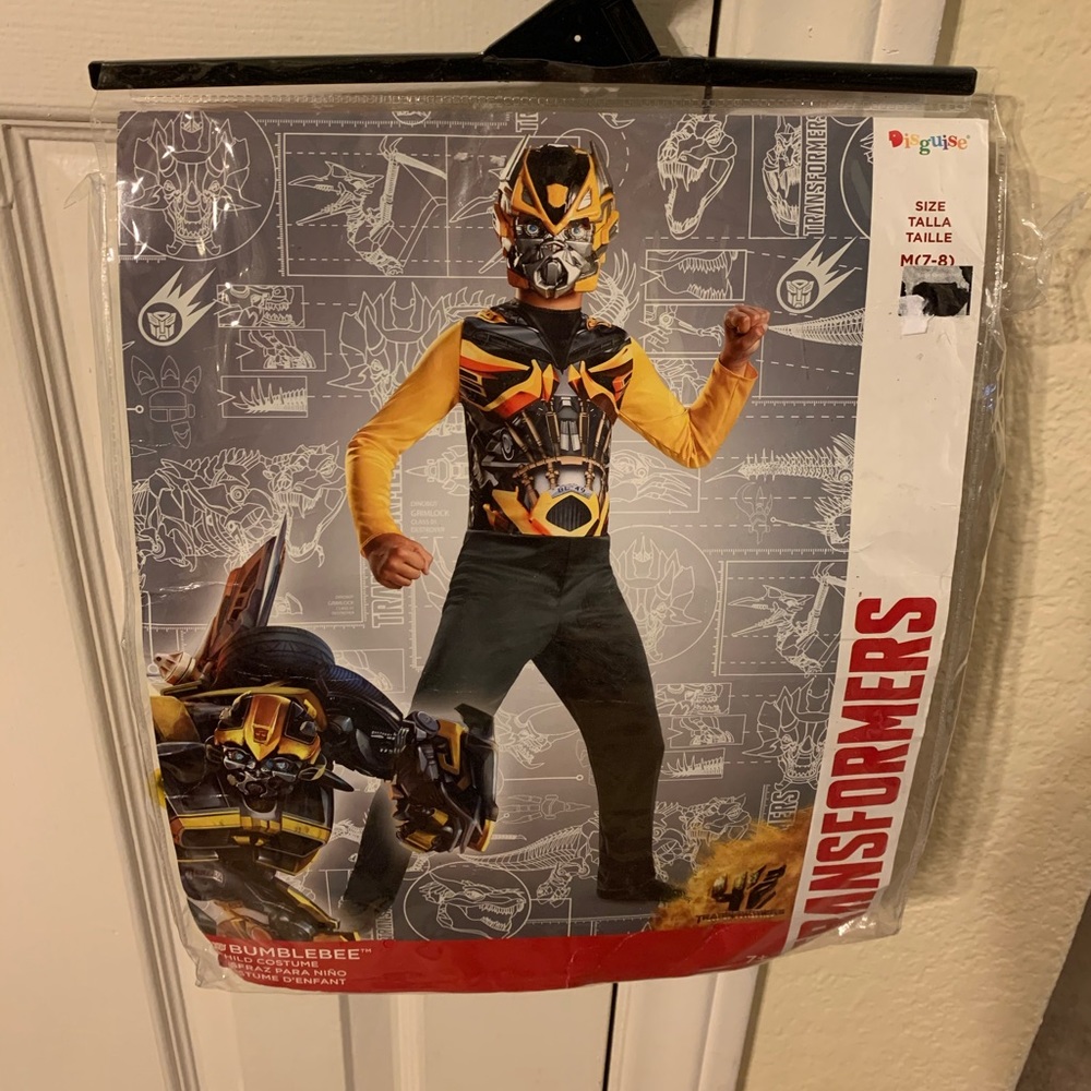 NWT Transformers Bumblebee Disguised Costume Halloween Suit Mask Medium 7-8